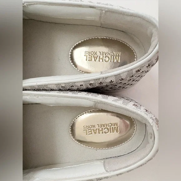 Michael Kors Women's Gold and White Slip-On Sneakers in size 8 - Picture 16 of 16